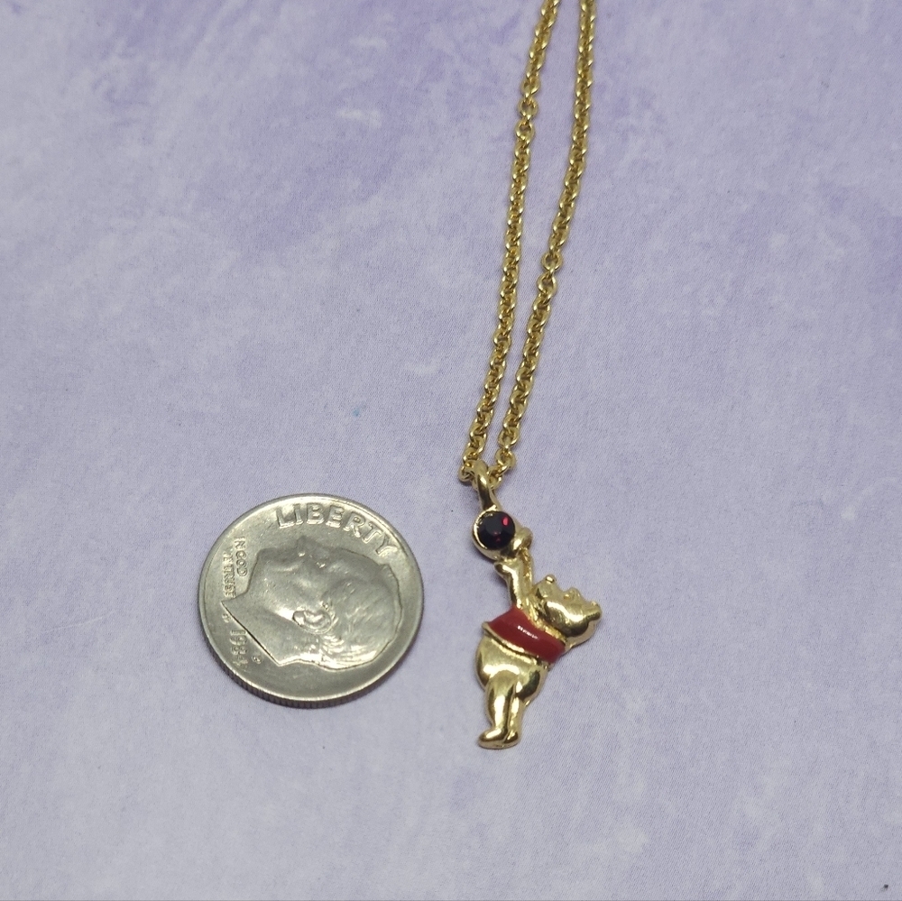 👍5 For $20 Disney Gold Tone Winnie the Pooh Red Gem Balloon Necklace
